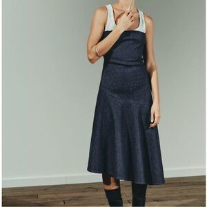 Zara Asymmetrical Denim Dress in Navy Blue